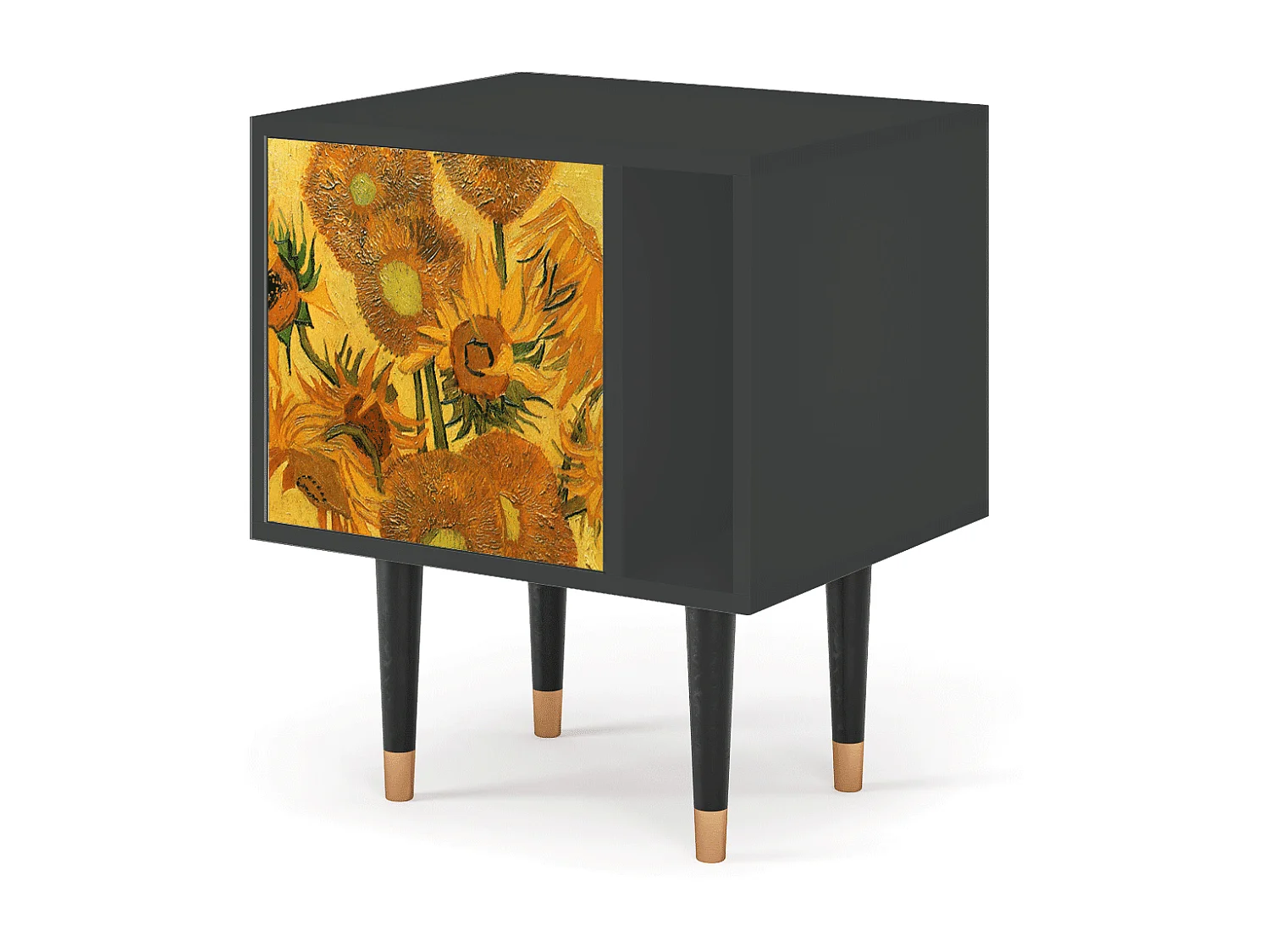 Table de nuit - 57х69х48 cm - S2 - Sunflowers, Anthracite