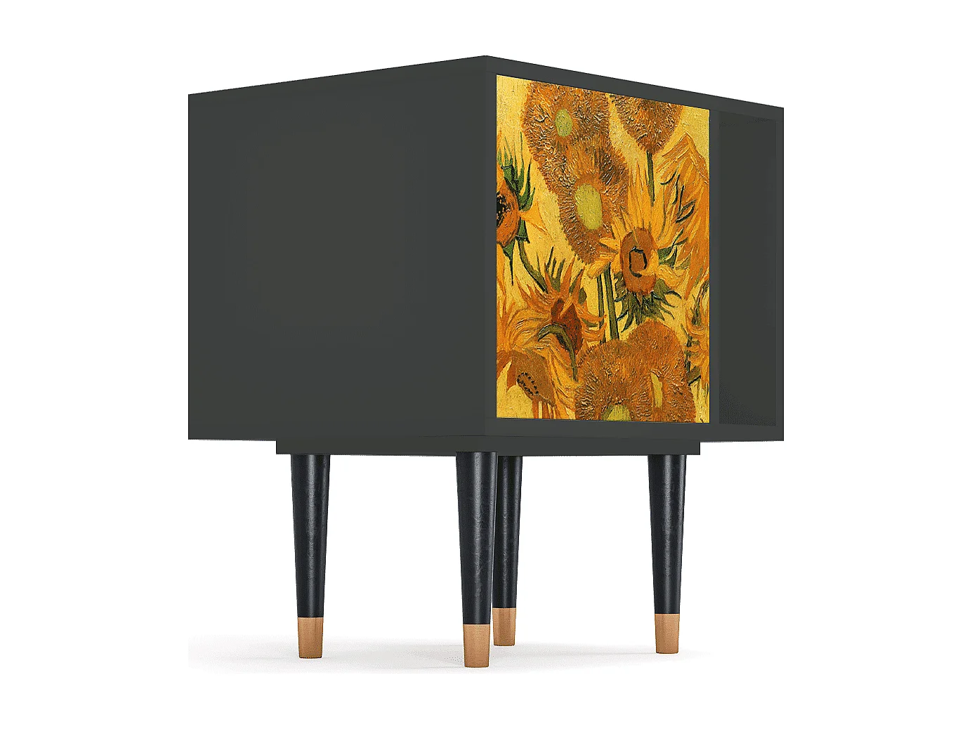 Table de nuit - 57х69х48 cm - S2 - Sunflowers, Anthracite