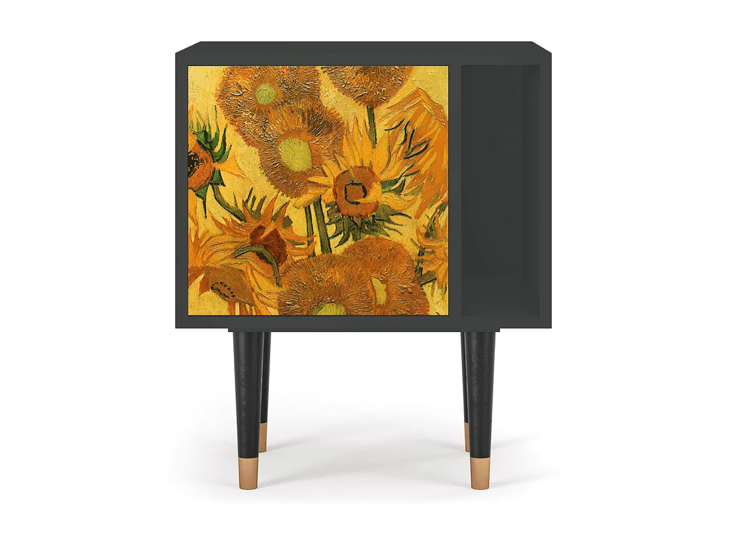 Table de nuit - 57х69х48 cm - S2 - Sunflowers, Anthracite