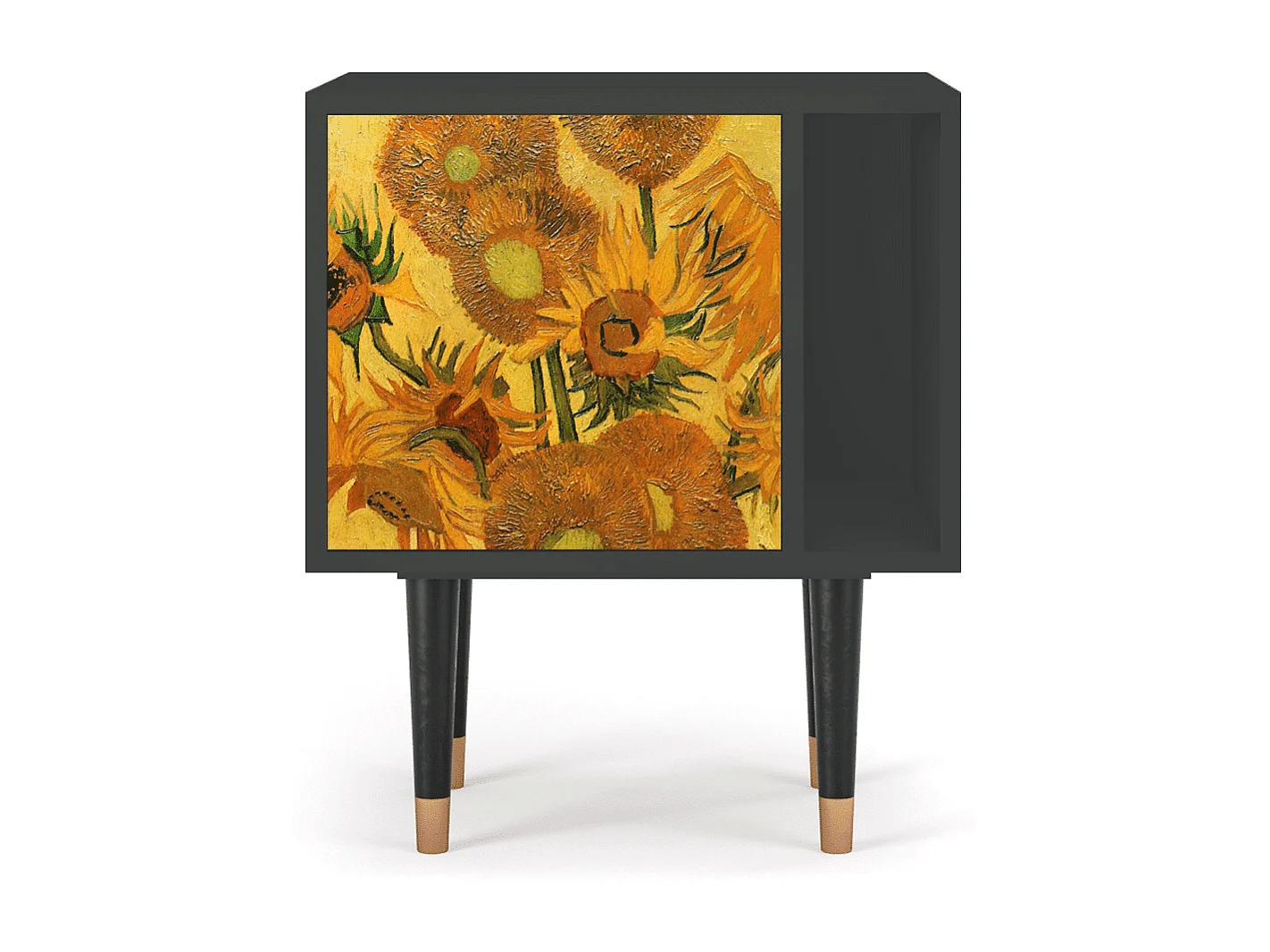 Stolik nocny - 57х69х48 cm - S2 - Sunflowers, Antracyt