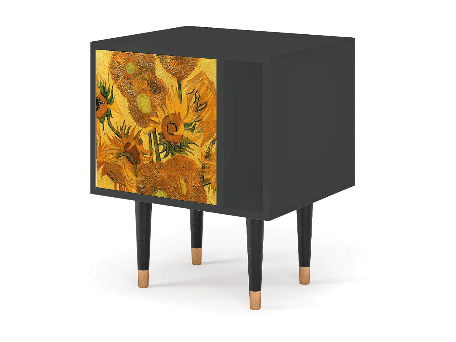 Stolik nocny - 57х69х48 cm - S2 - Sunflowers, Antracyt