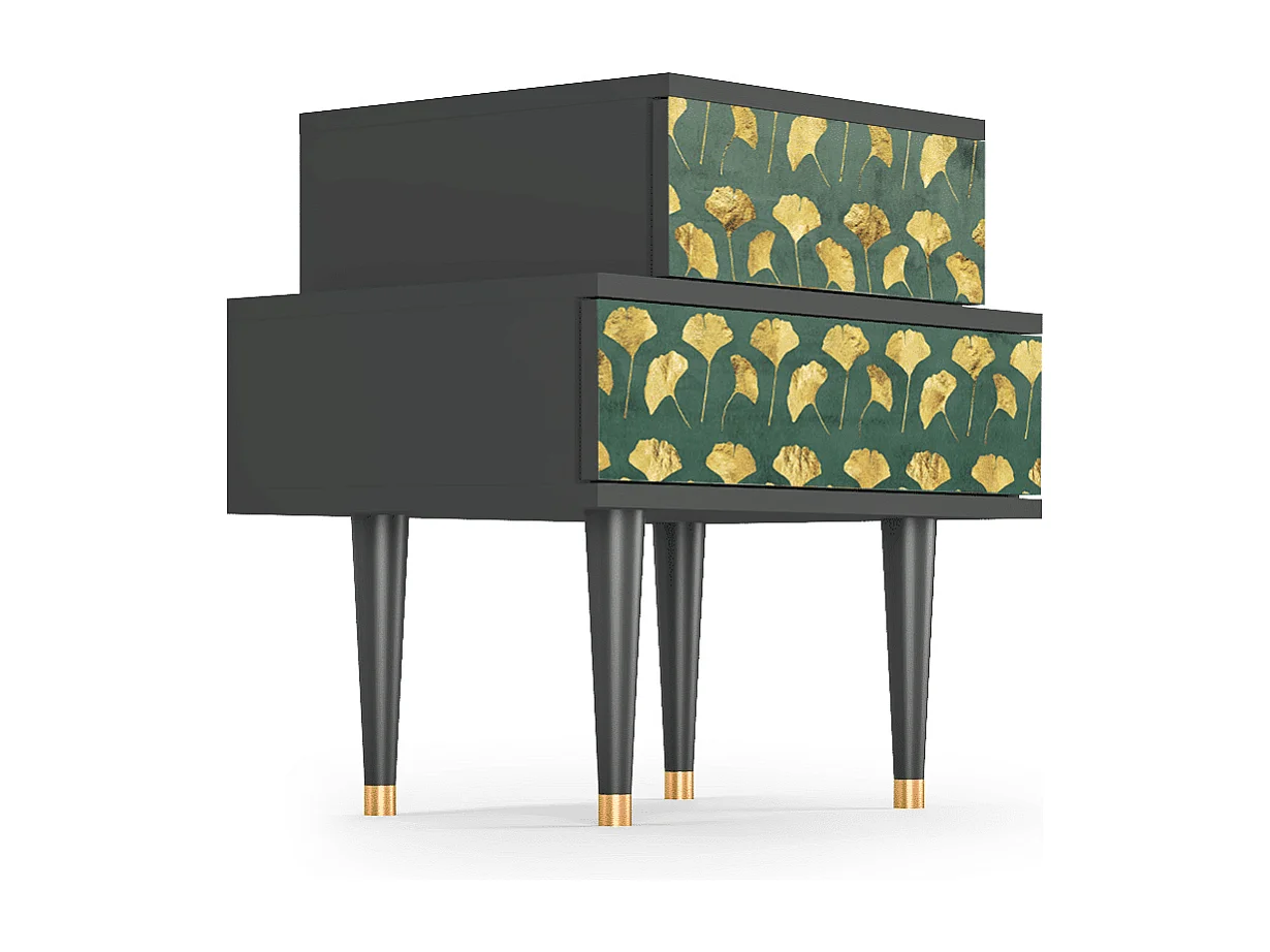 Table de nuit - 58х58х41 cm - NS1 - Gingko leaves, Anthracite