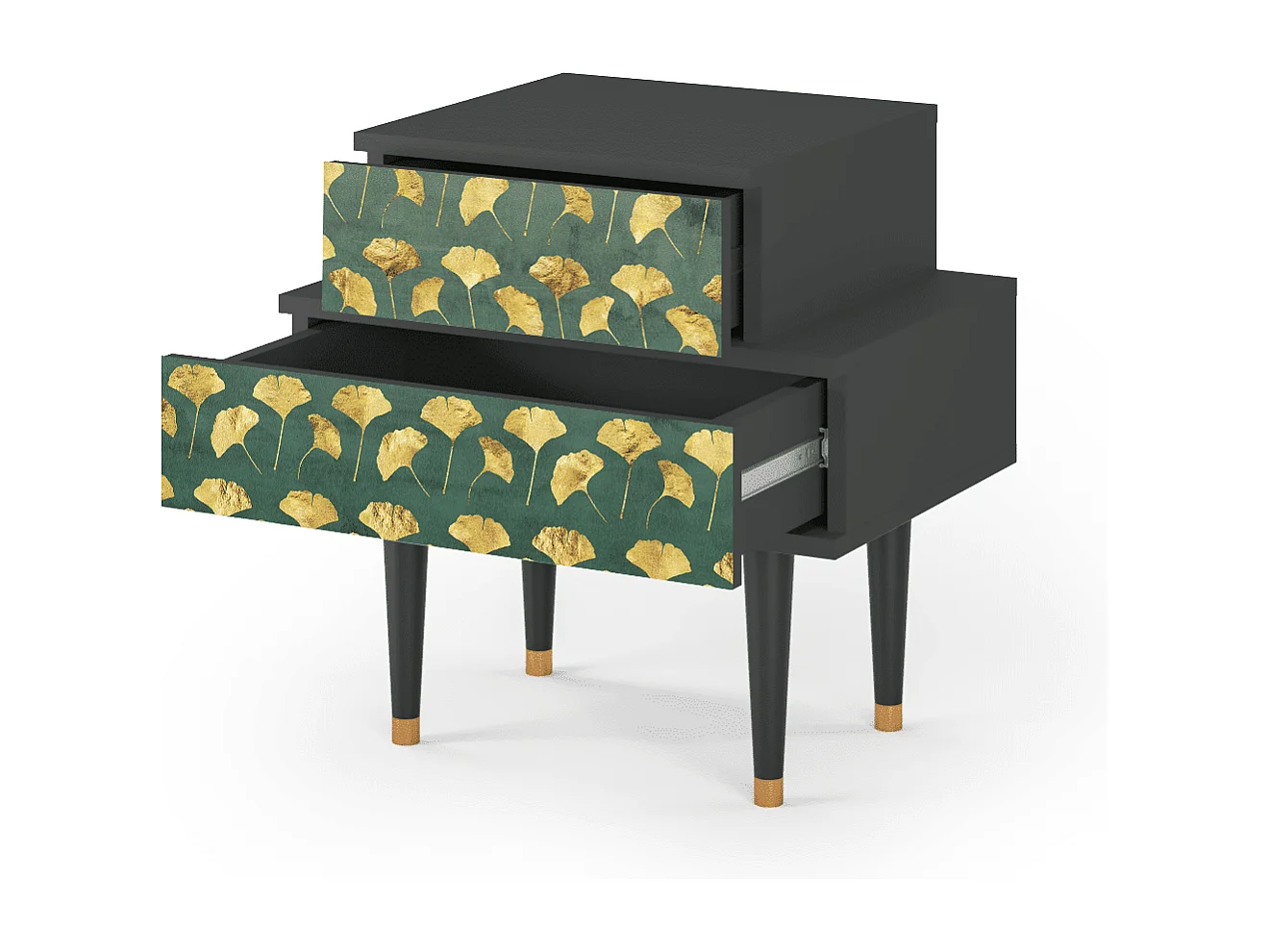 Table de nuit - 58х58х41 cm - NS1 - Gingko leaves, Anthracite