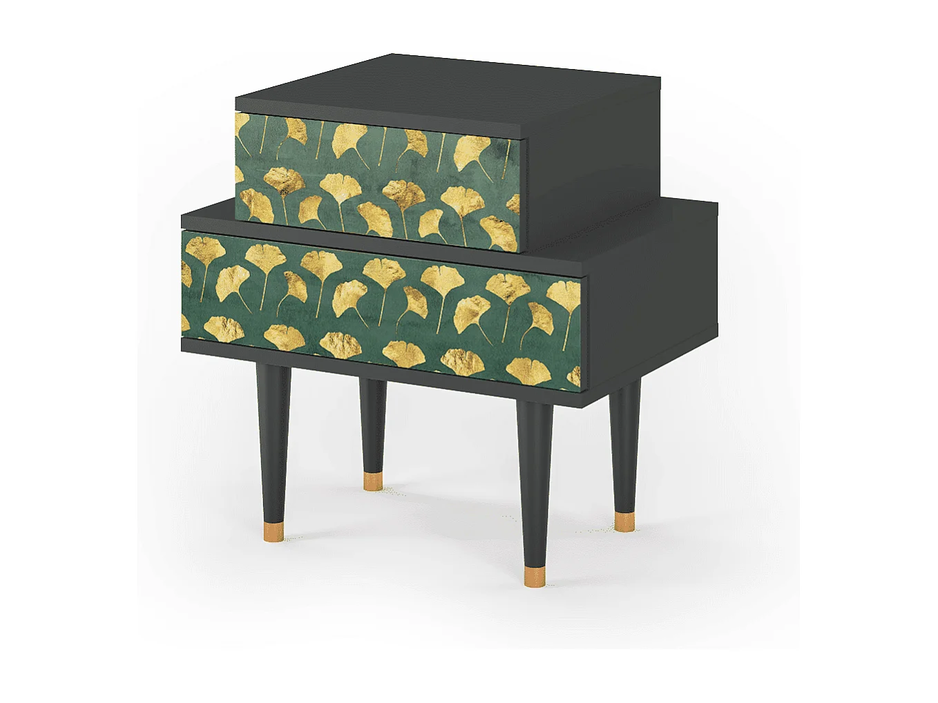 Nachtkastje - 58х58х41 cm - NS1 - Gingko leaves, Antraciet