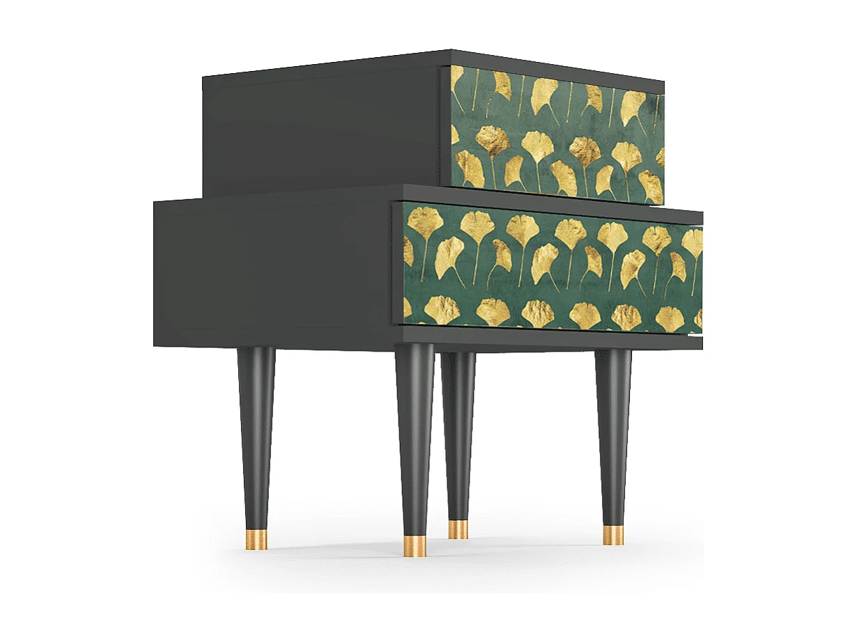 Nachtkastje - 58х58х41 cm - NS1 - Gingko leaves, Antraciet