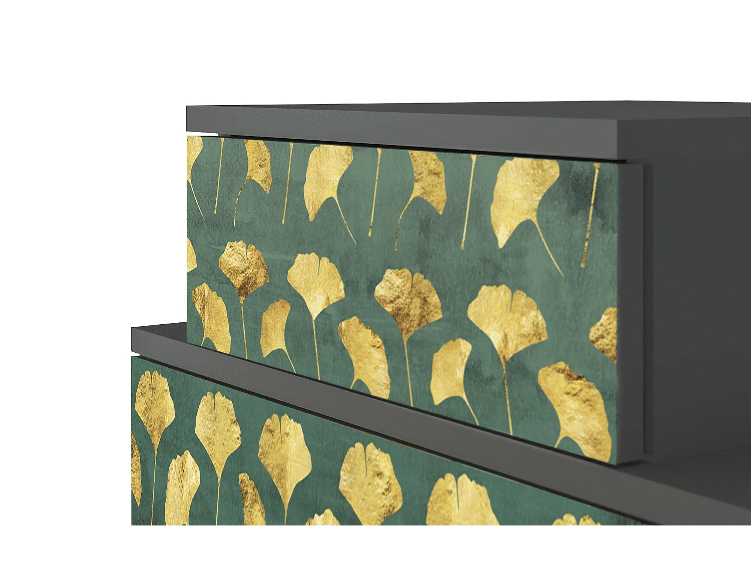 Nachtkastje - 58х58х41 cm - NS1 - Gingko leaves, Antraciet