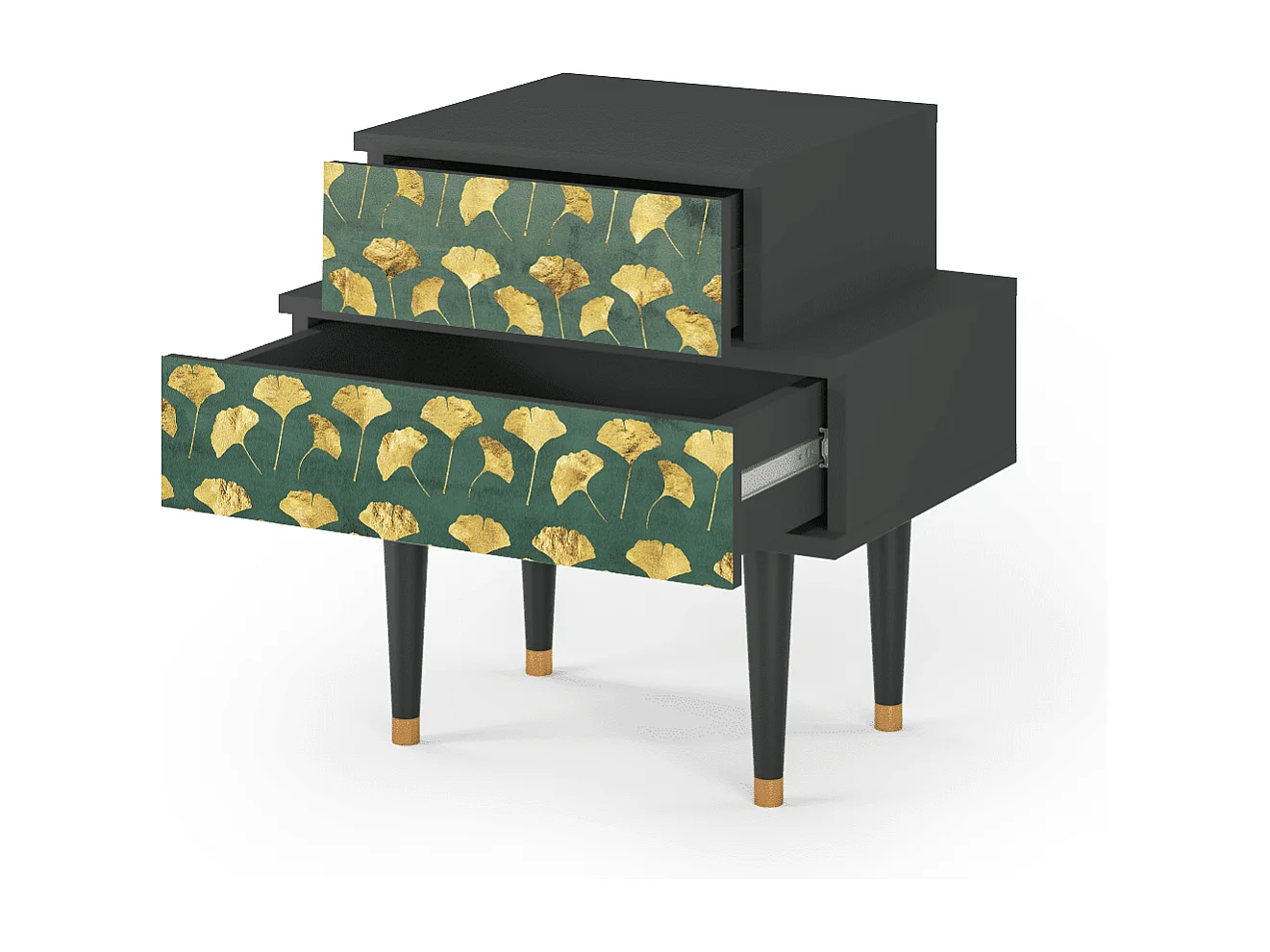 Nachtkastje - 58х58х41 cm - NS1 - Gingko leaves, Antraciet