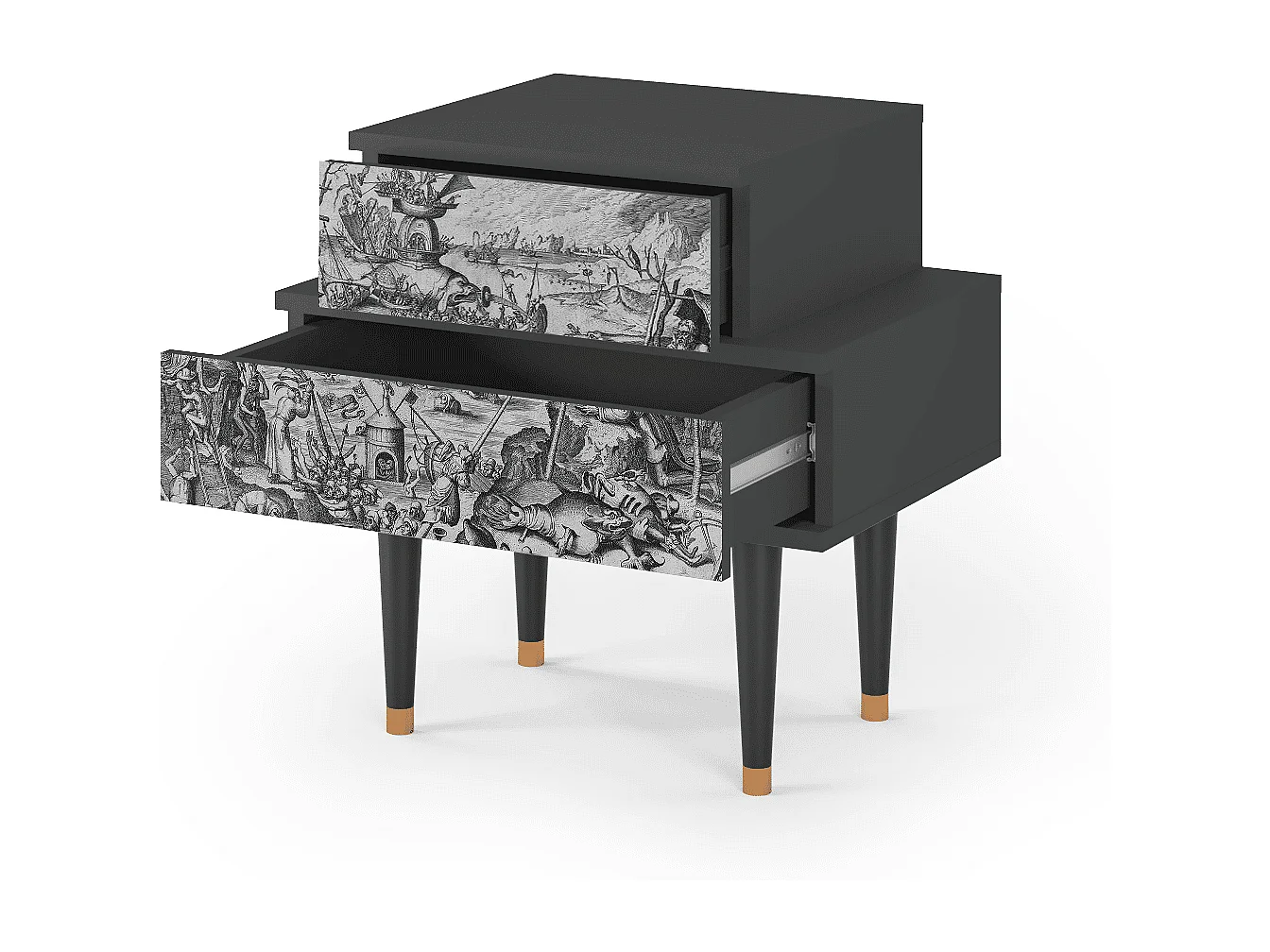 Stolik nocny - 58х58х41 cm - NS1 - The Temptation, Antracyt