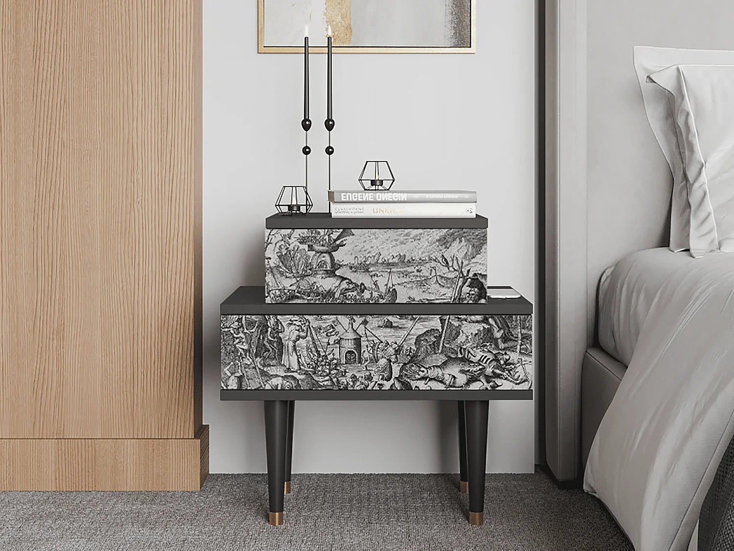 Table de nuit - 58х58х41 cm - NS1 - The Temptation, Anthracite