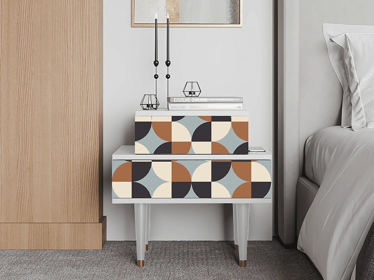 Table de nuit - 58х58х41 cm - NS1 - Brown Sensation, Blanc