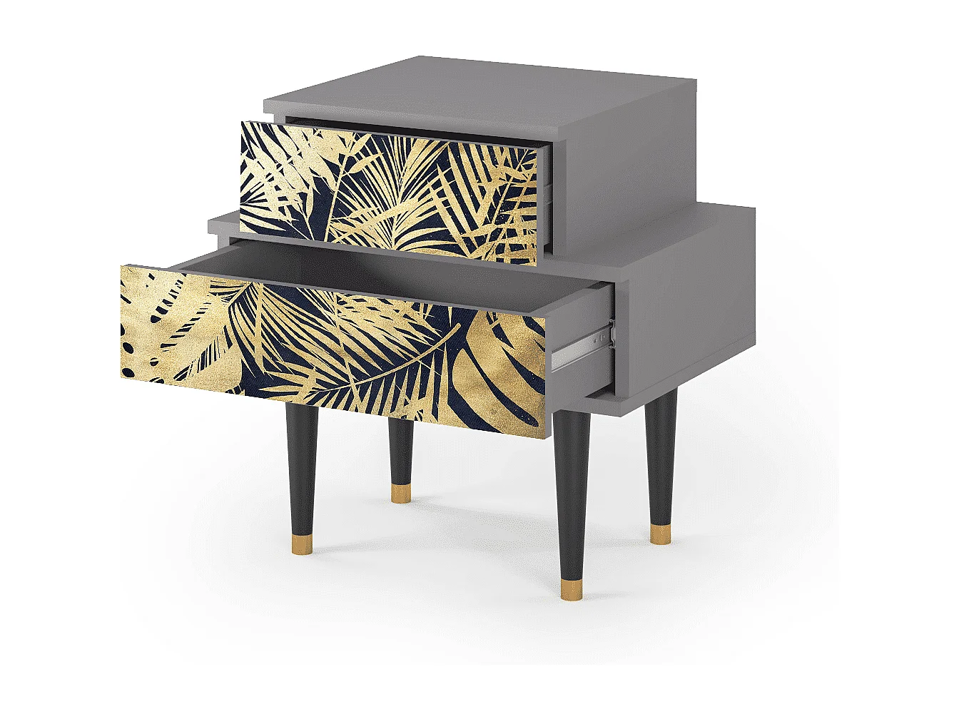 Stolik nocny - 58х58х41 cm - NS1 - Jungle Vibes, Szary