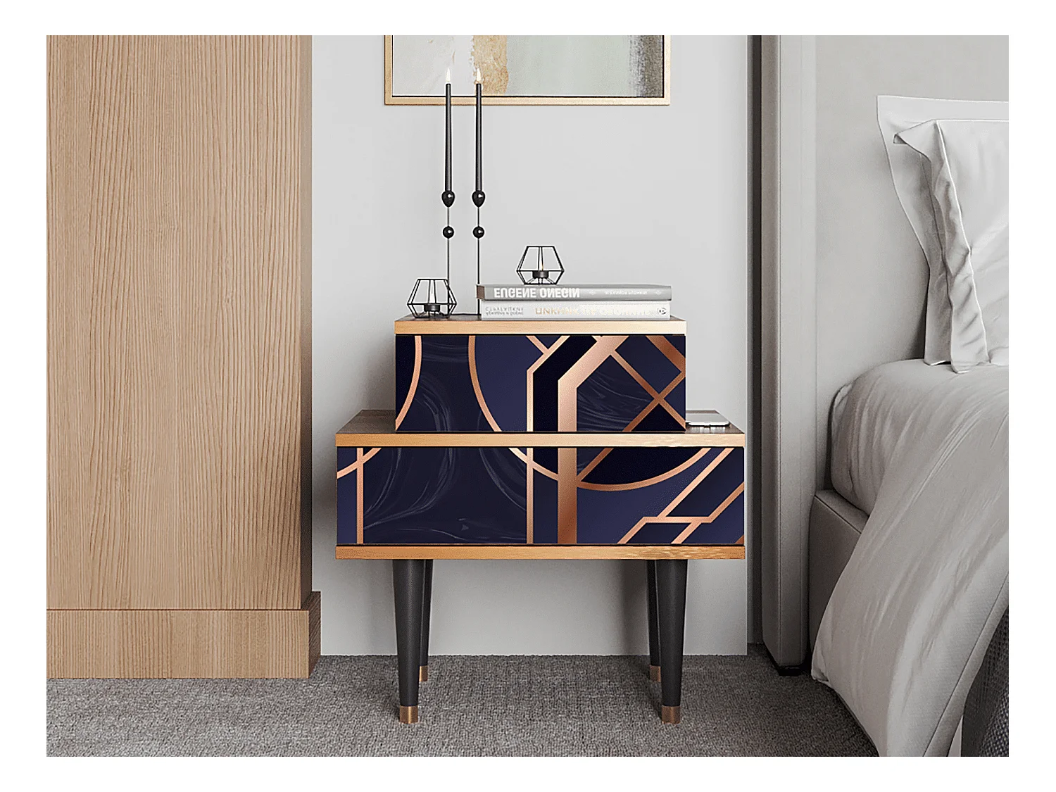 Nachttisch - 58х58х41 cm - NS1 - Purple Temple, Walnuss