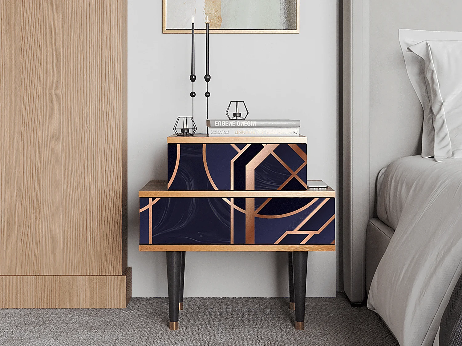 Nachtkastje - 58х58х41 cm - NS1 - Purple Temple, Walnoot