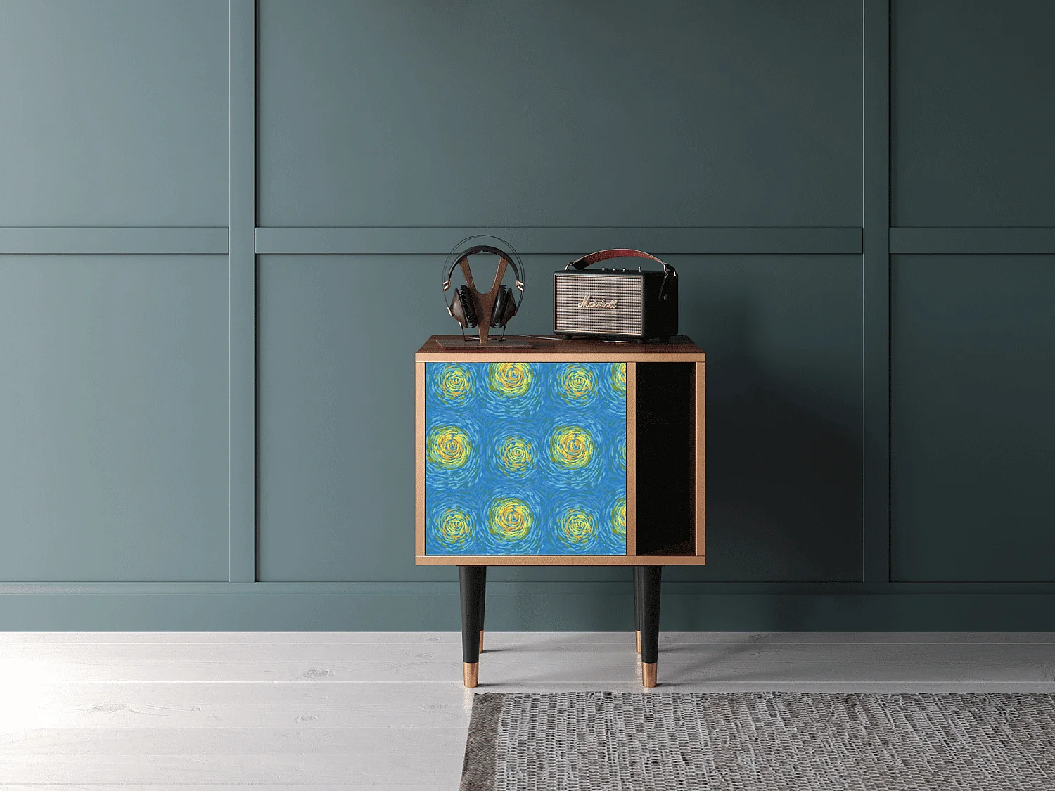 Nachtkastje - 57х69х48 cm - S2 - Van Gogh Lights, Walnoot