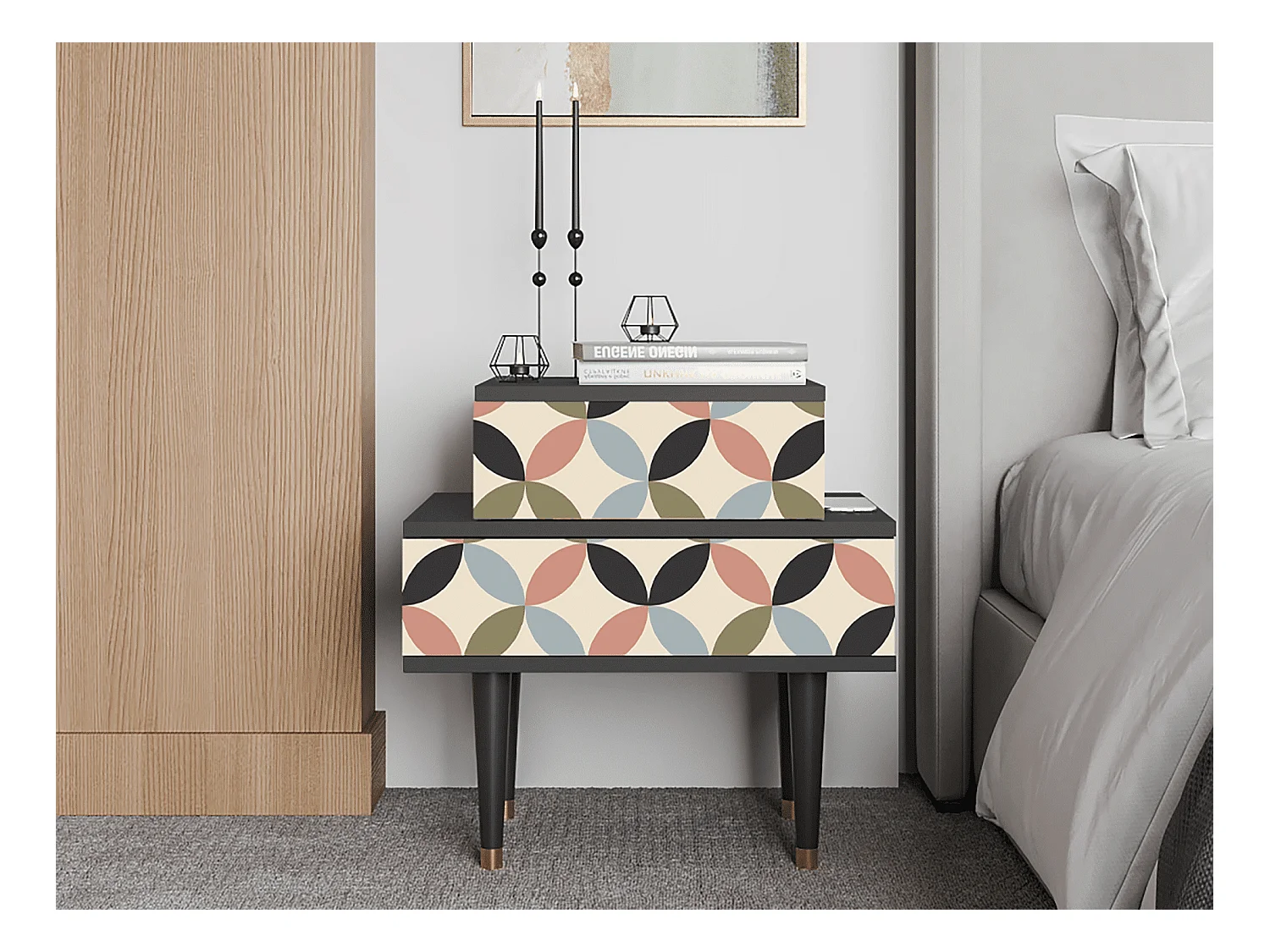 Table de nuit - 58х58х41 cm - NS1 - Butterfly Effect, Anthracite