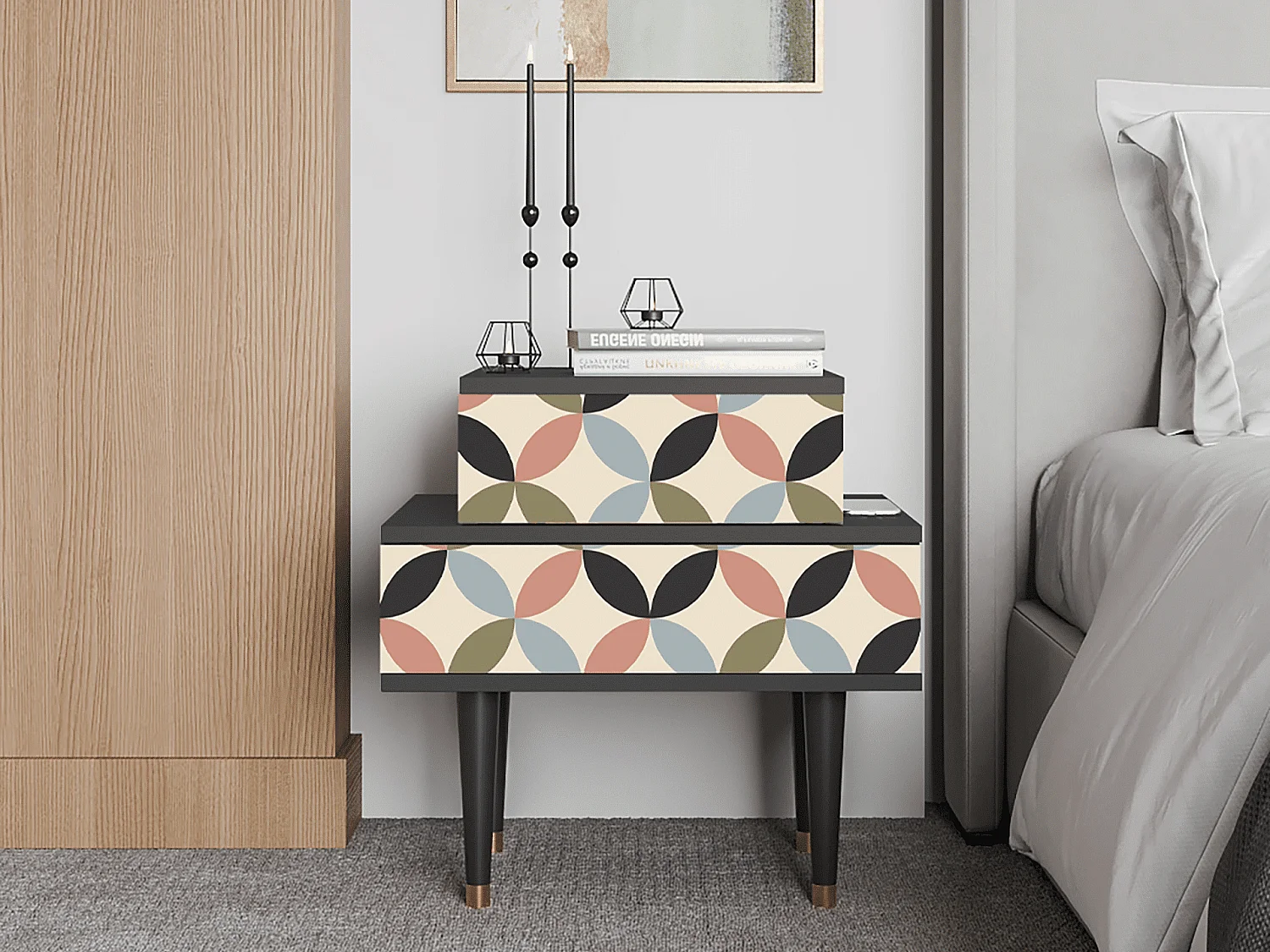 Nachtkastje - 58х58х41 cm - NS1 - Butterfly Effect, Antraciet