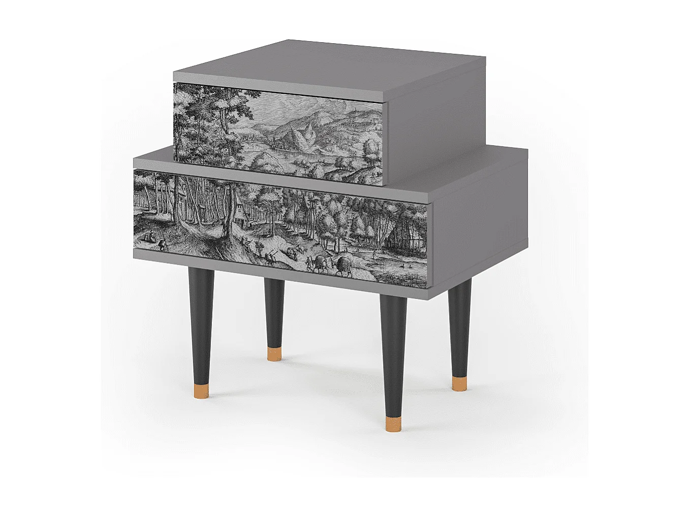 Mesita de noche - 58х58х41 cm - NS1 - Rusticorum, Gris