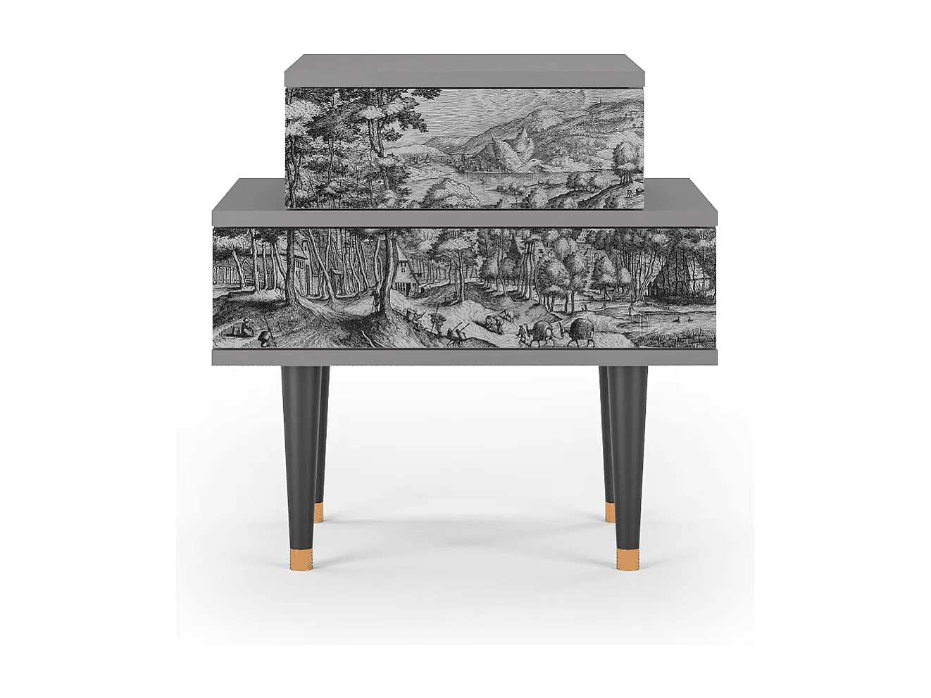 Table de nuit - 58х58х41 cm - NS1 - Rusticorum, Gris