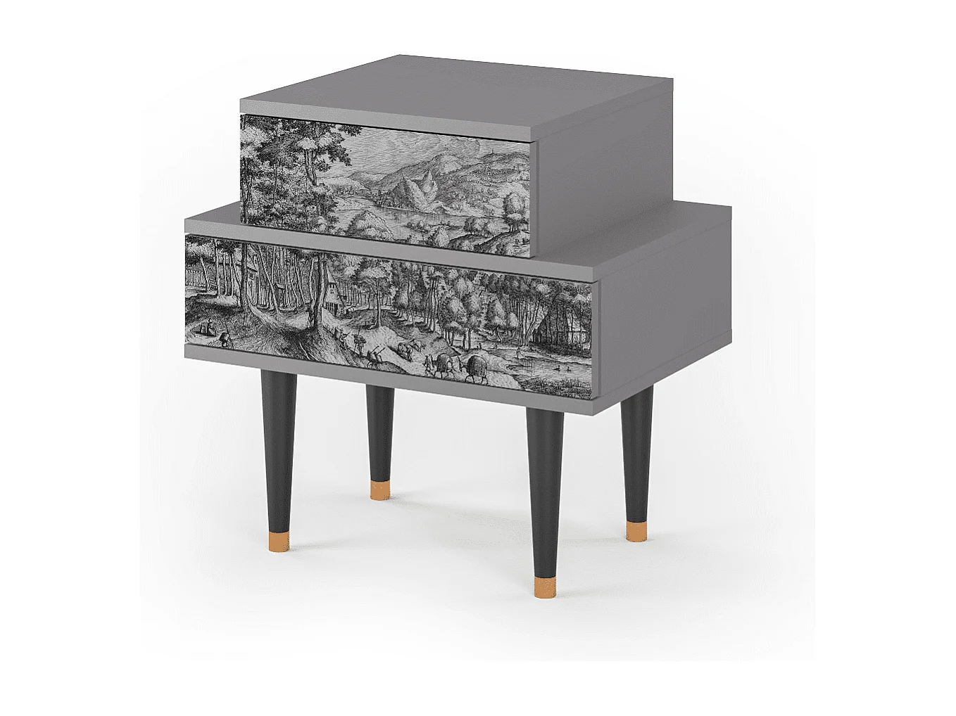 Table de nuit - 58х58х41 cm - NS1 - Rusticorum, Gris