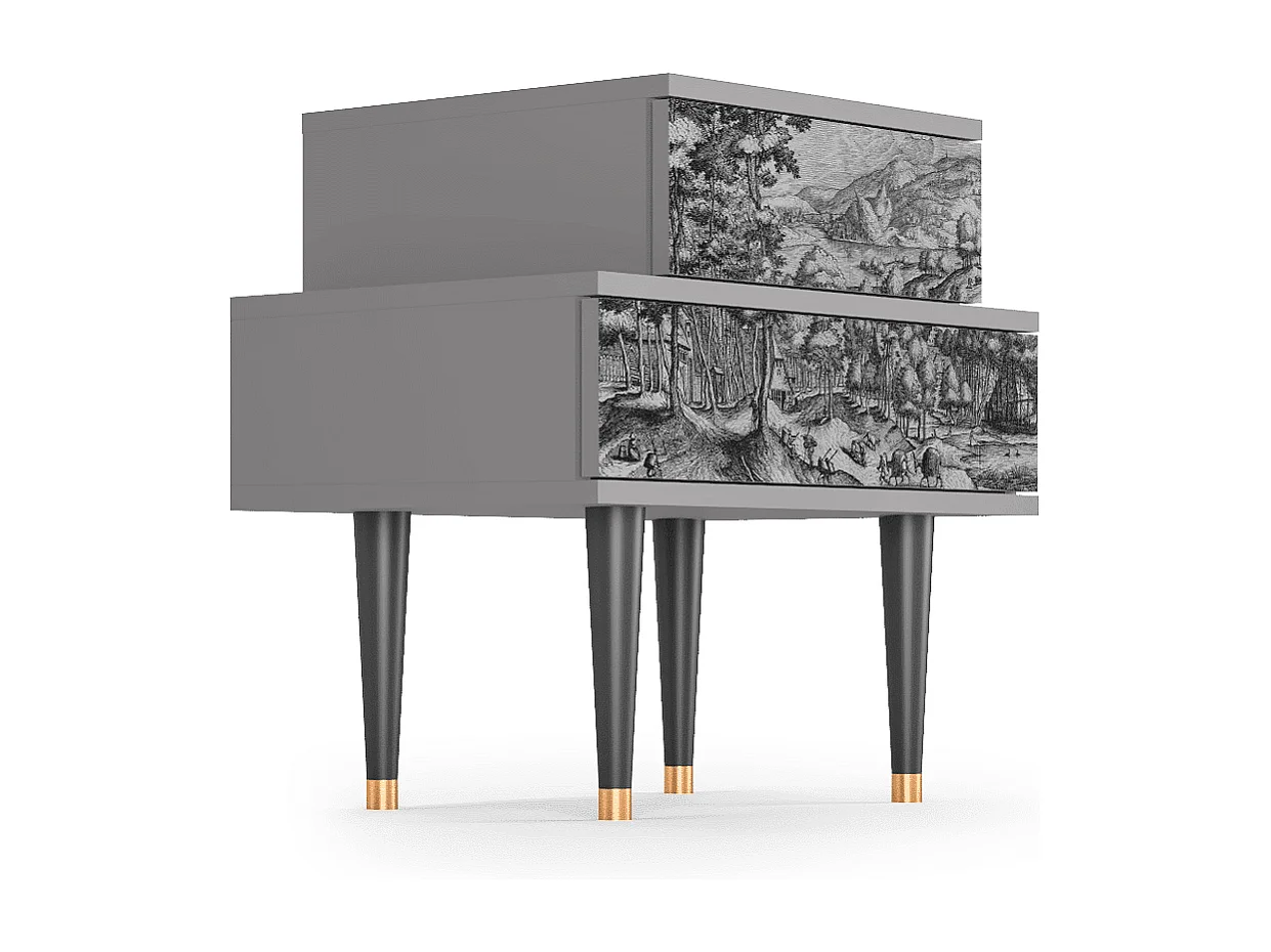 Table de nuit - 58х58х41 cm - NS1 - Rusticorum, Gris