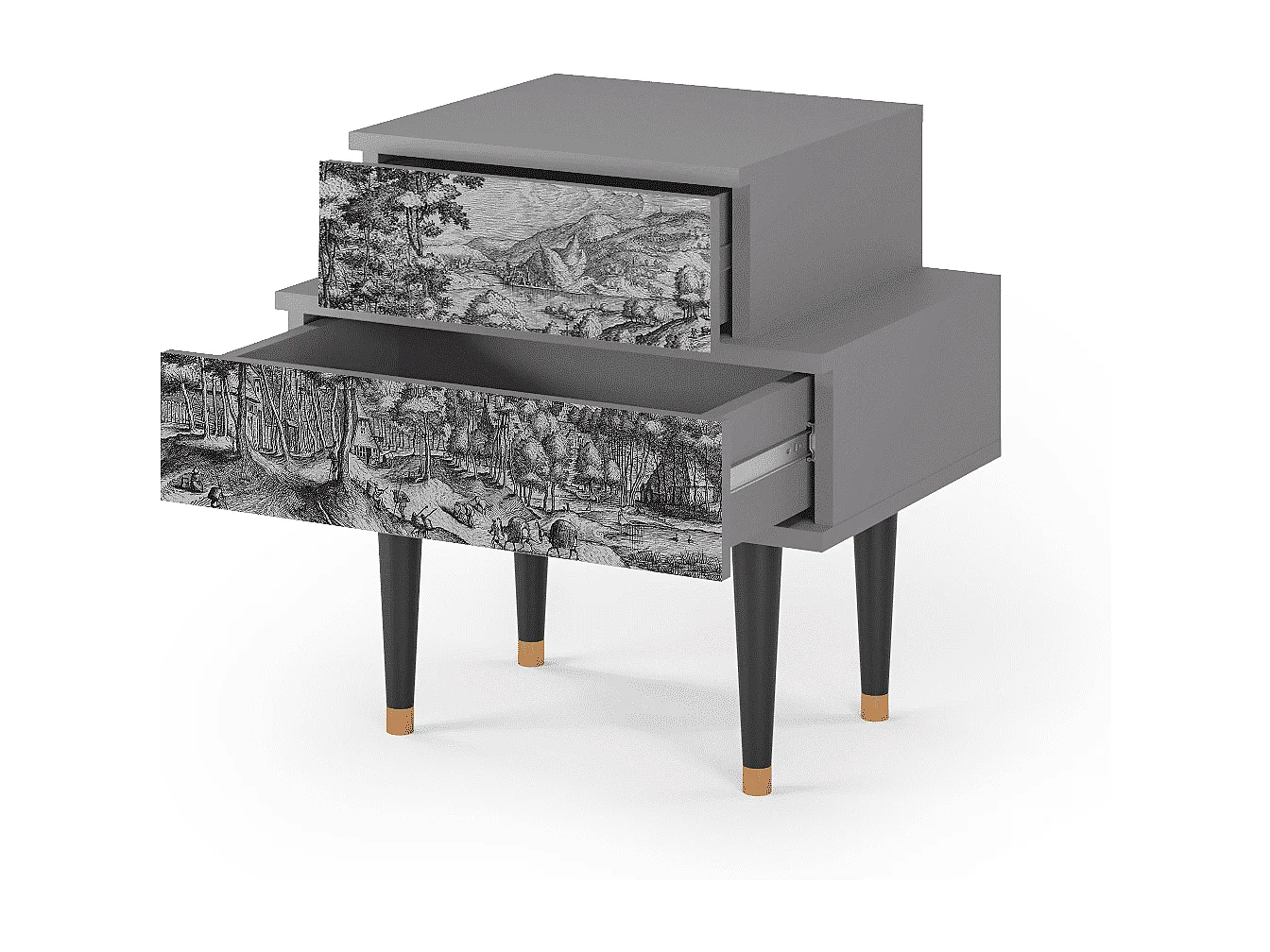 Table de nuit - 58х58х41 cm - NS1 - Rusticorum, Gris