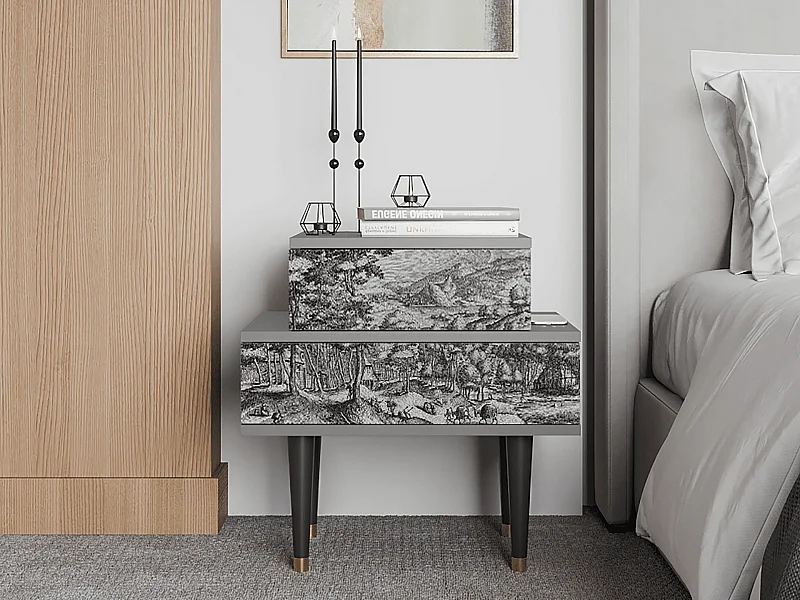 Nachtkastje - 58х58х41 cm - NS1 - Rusticorum, Grijs