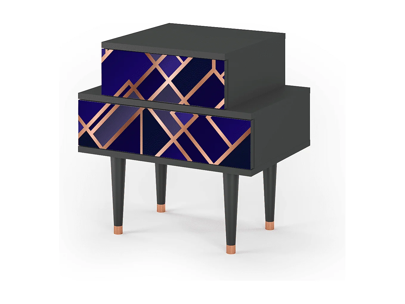 Mesita de noche - 58х58х41 cm - NS1 - Aquamarine Getsby, Antracita