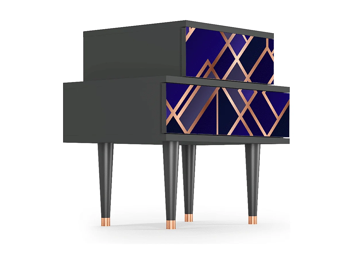 Mesita de noche - 58х58х41 cm - NS1 - Aquamarine Getsby, Antracita