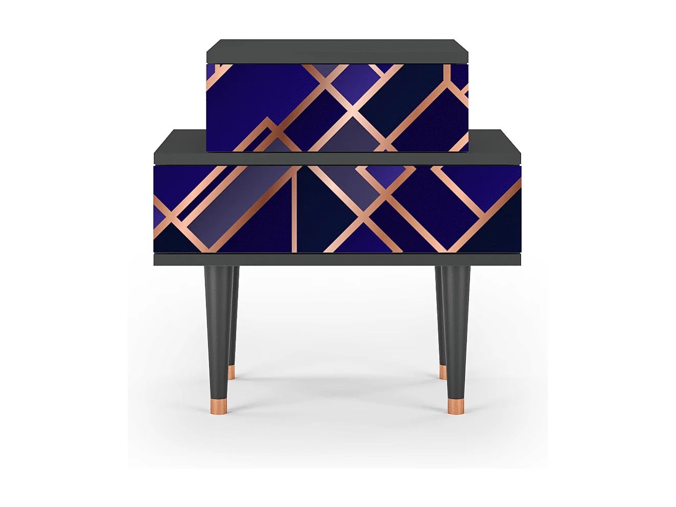 Table de nuit - 58х58х41 cm - NS1 - Aquamarine Getsby, Anthracite