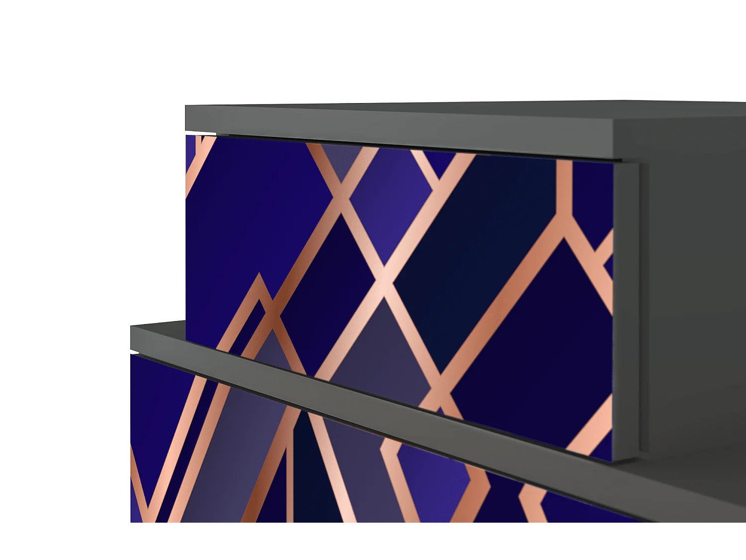 Table de nuit - 58х58х41 cm - NS1 - Aquamarine Getsby, Anthracite