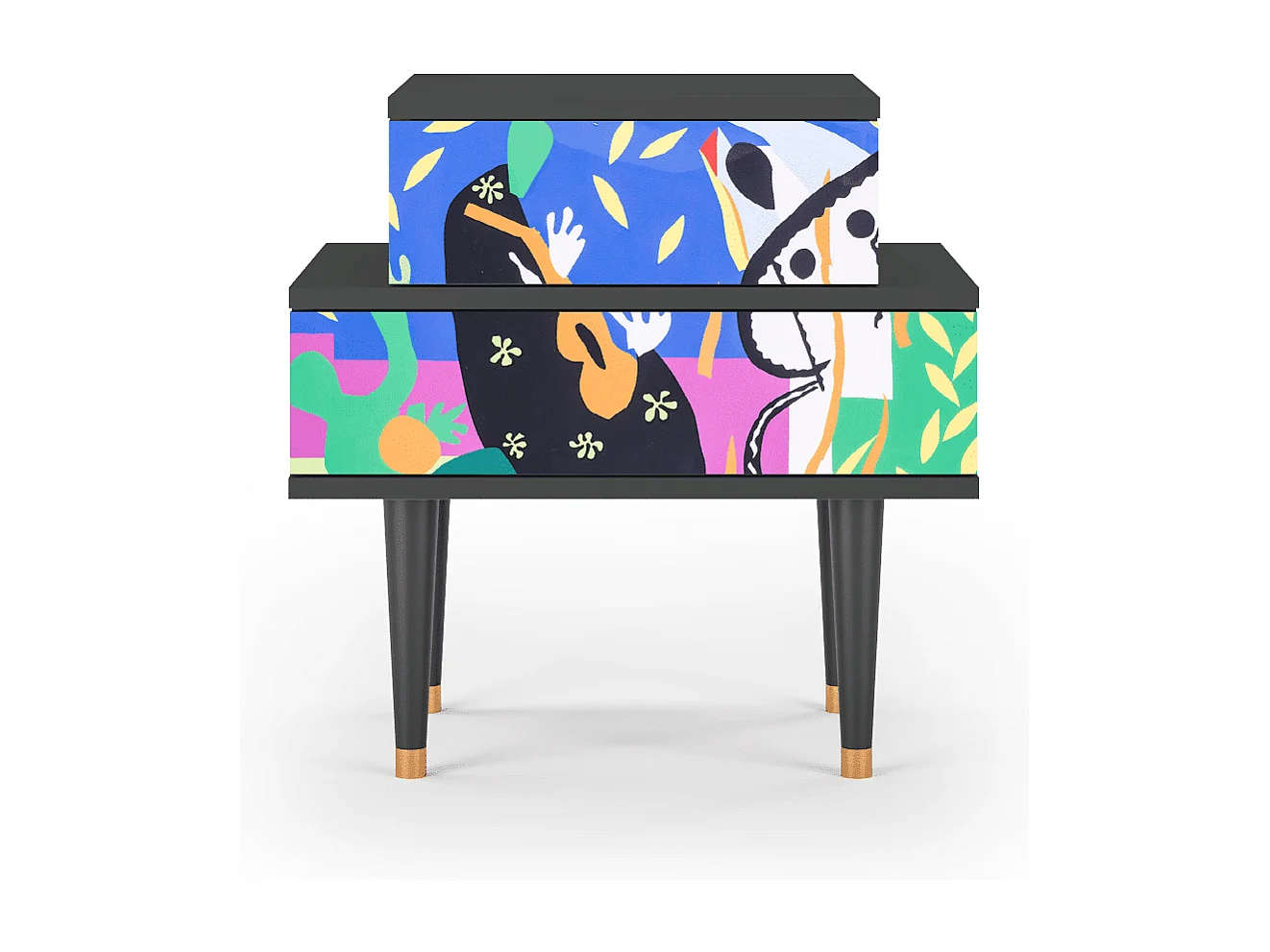 Stolik nocny - 58х58х41 cm - NS1 - La Tristesse du Roi, Antracyt