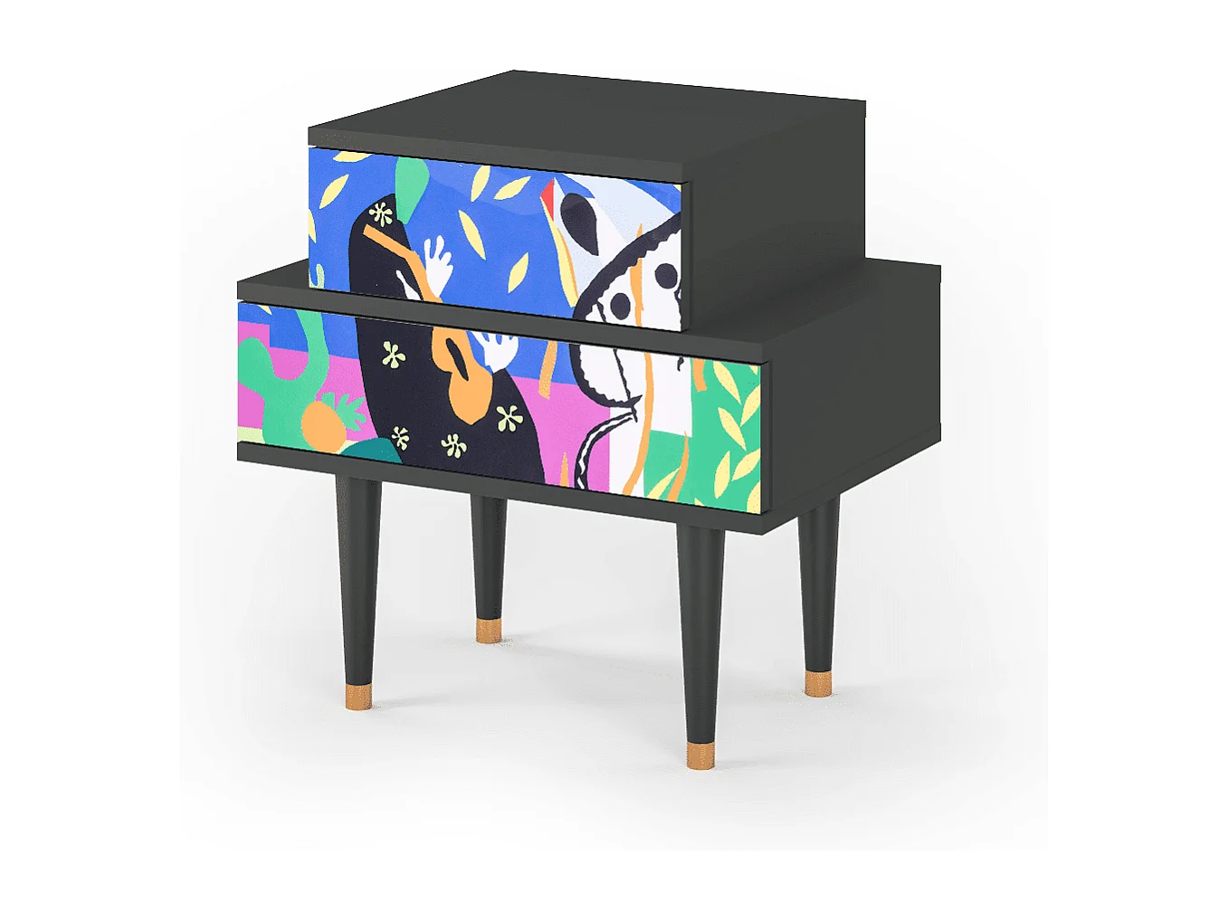 Stolik nocny - 58х58х41 cm - NS1 - La Tristesse du Roi, Antracyt