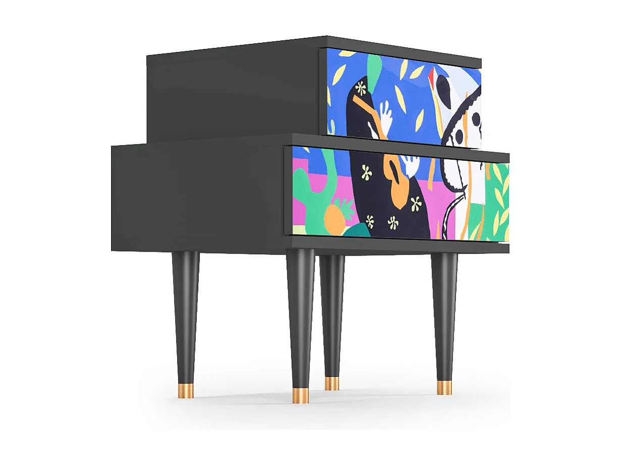 Stolik nocny - 58х58х41 cm - NS1 - La Tristesse du Roi, Antracyt