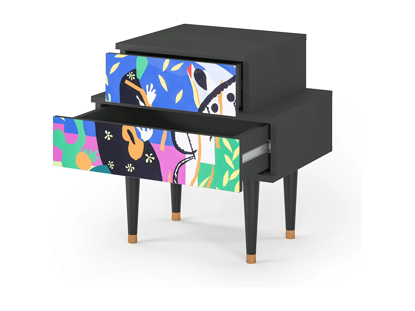 Stolik nocny - 58х58х41 cm - NS1 - La Tristesse du Roi, Antracyt