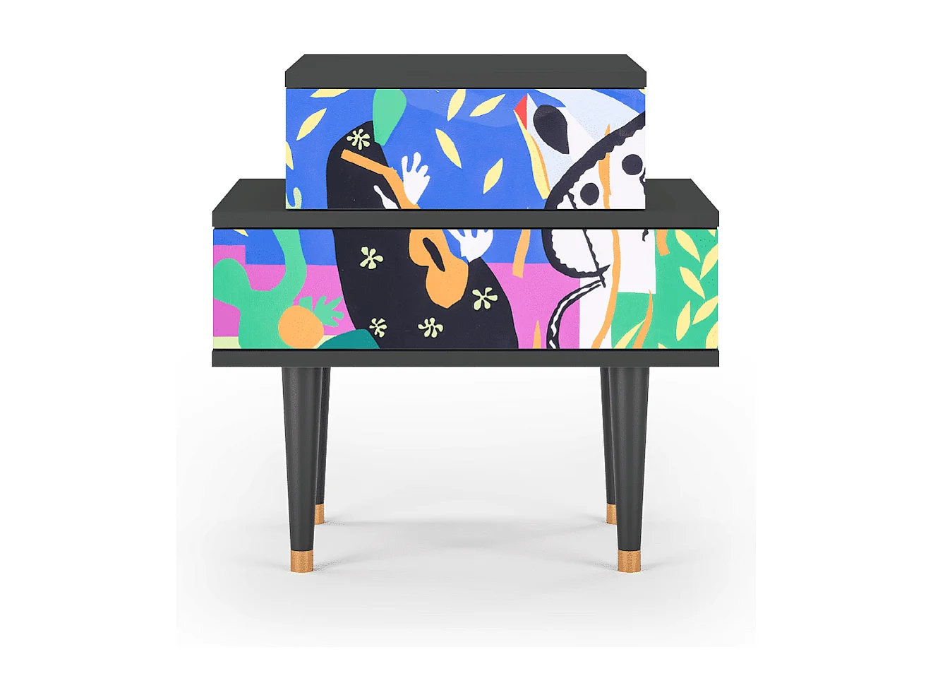 Stolik nocny - 58х58х41 cm - NS1 - La Tristesse du Roi, Antracyt