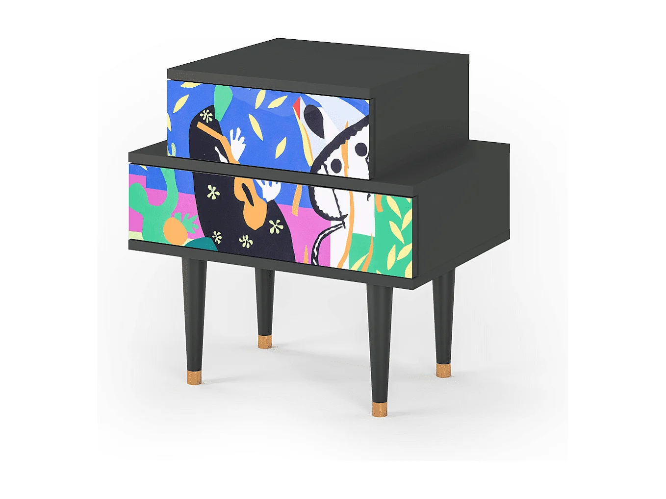 Stolik nocny - 58х58х41 cm - NS1 - La Tristesse du Roi, Antracyt