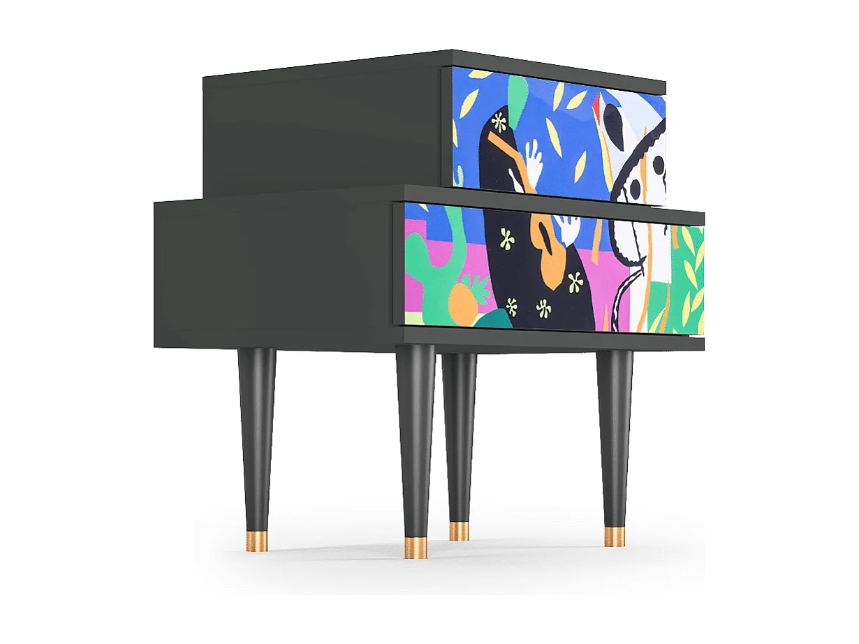 Stolik nocny - 58х58х41 cm - NS1 - La Tristesse du Roi, Antracyt