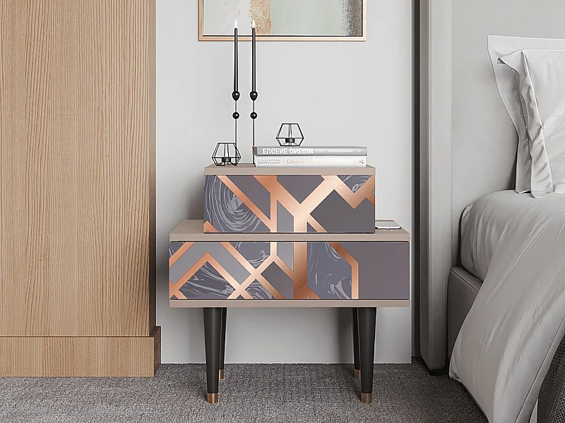 Stolik nocny - 58х58х41 cm - NS1 - Taupe Anatomy, Latte