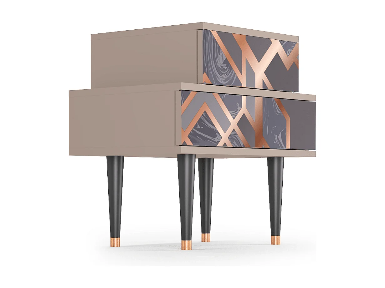 Stolik nocny - 58х58х41 cm - NS1 - Taupe Anatomy, Latte