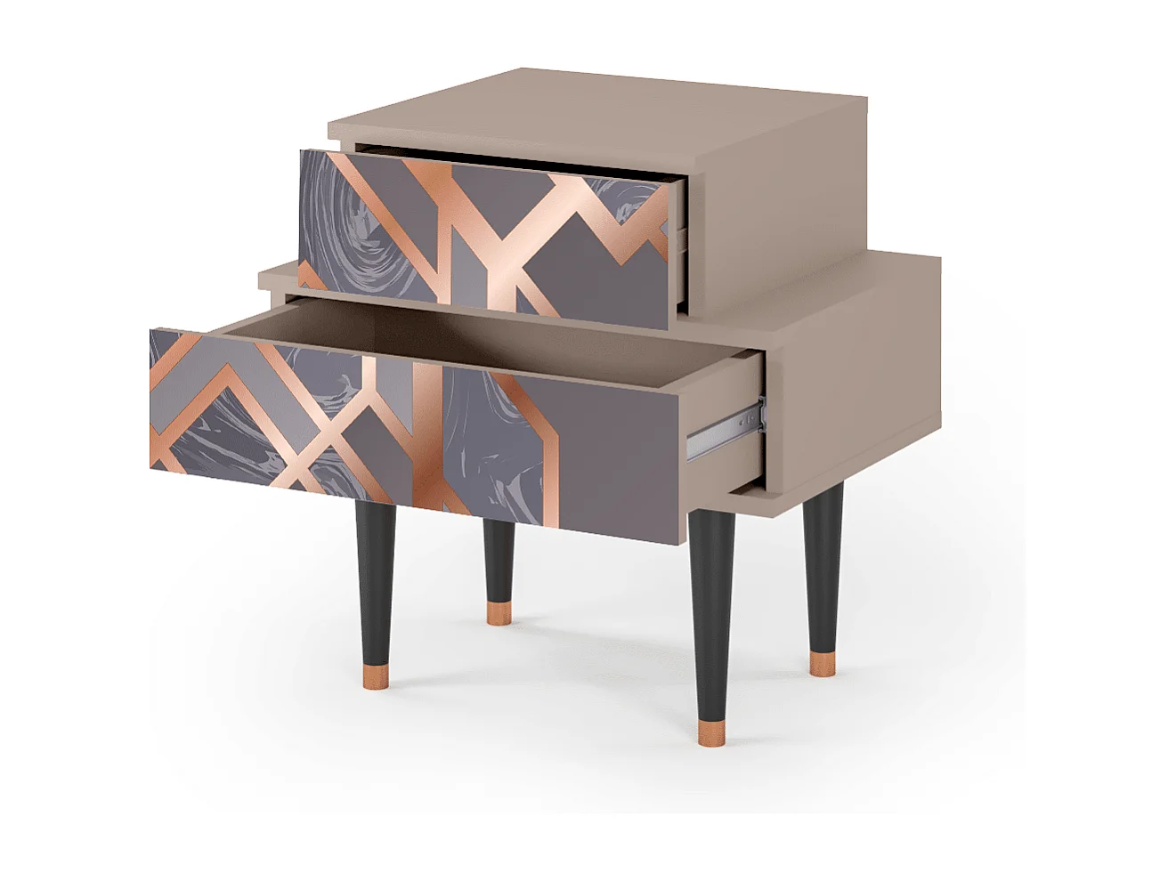 Stolik nocny - 58х58х41 cm - NS1 - Taupe Anatomy, Latte