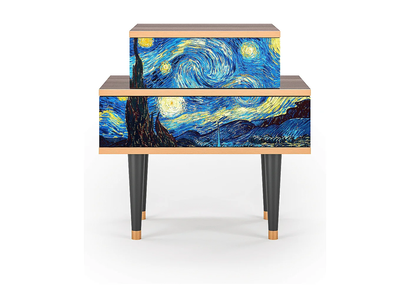 Nachtkastje - 58х58х41 cm - NS1 - The Starry Night  , Walnoot
