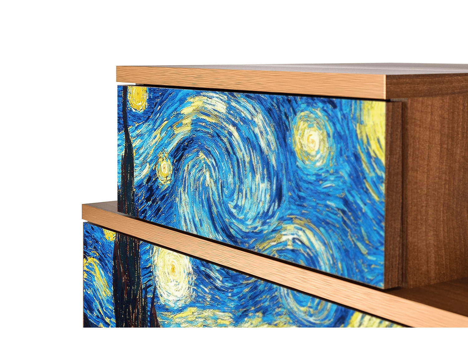 Nachtkastje - 58х58х41 cm - NS1 - The Starry Night  , Walnoot