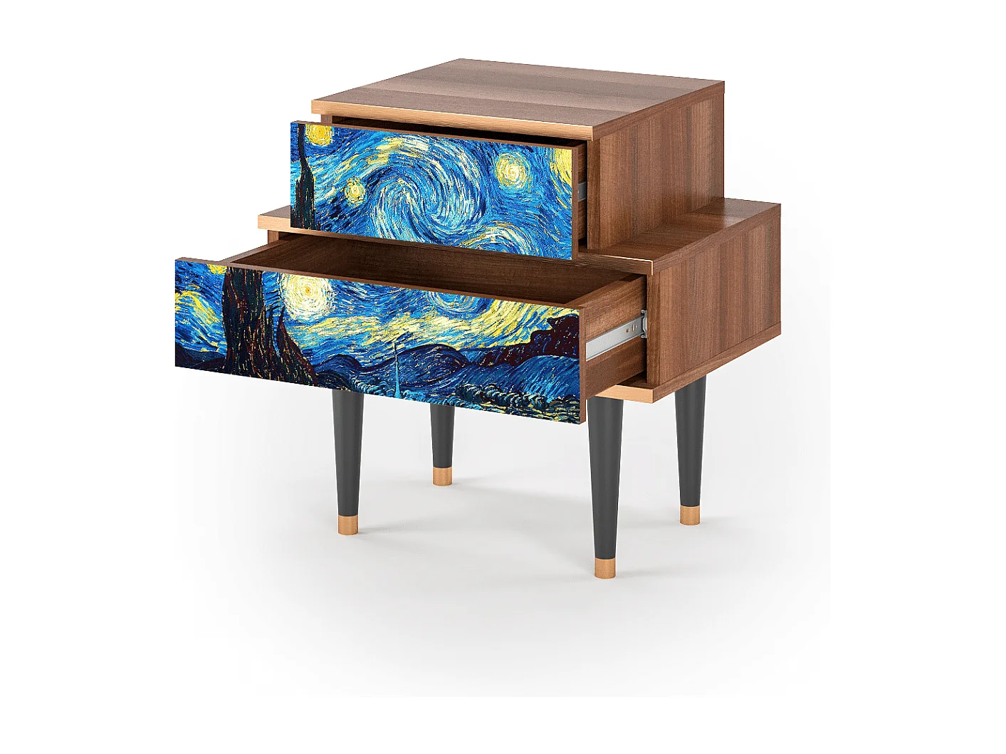Table de nuit - 58х58х41 cm - NS1 - The Starry Night  , Noyer