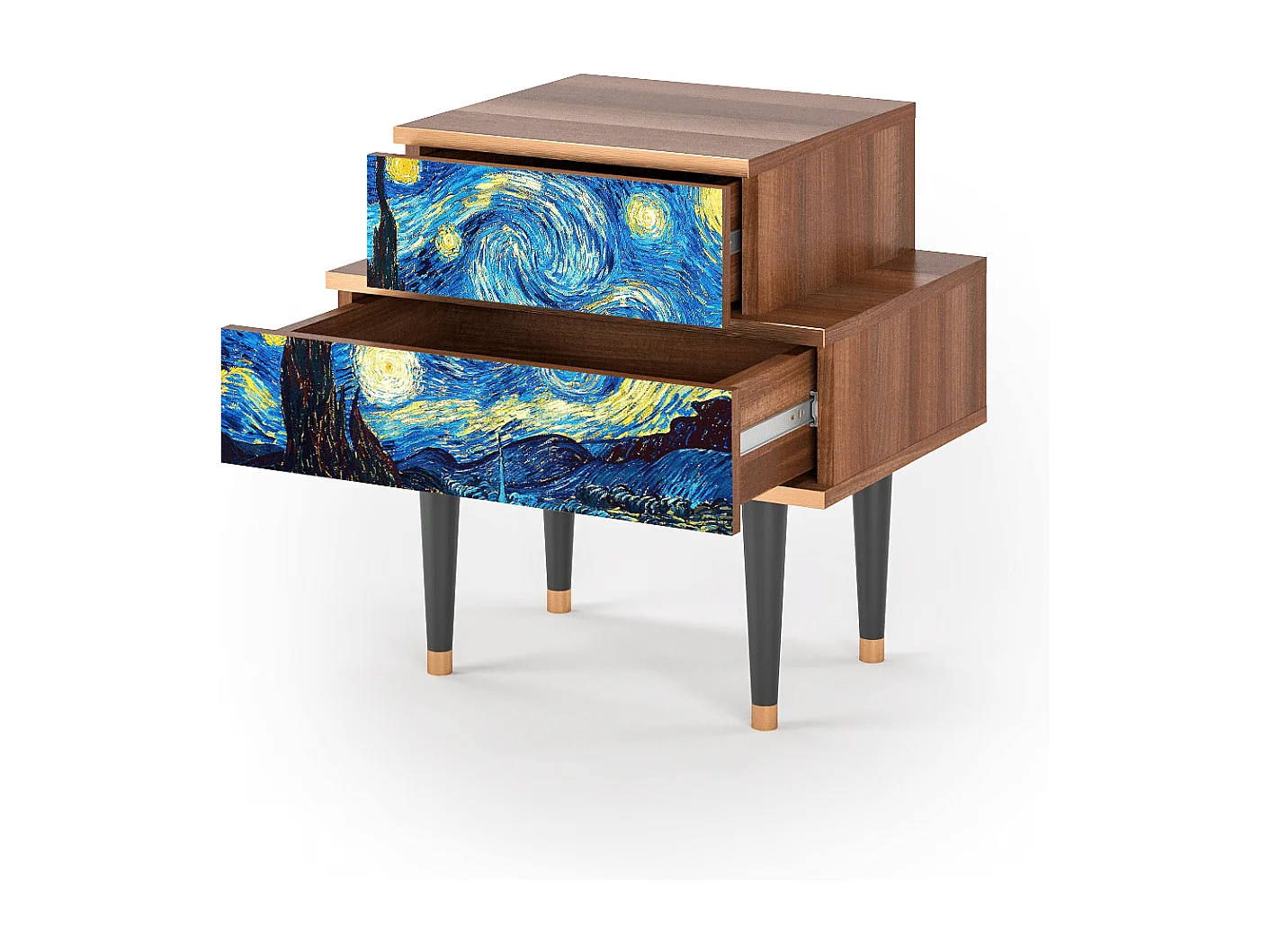 Table de nuit - 58х58х41 cm - NS1 - The Starry Night  , Noyer