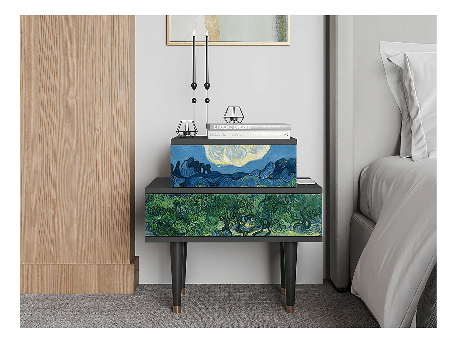 Table de nuit - 58х58х41 cm - NS1 - The Oil Trees, Anthracite