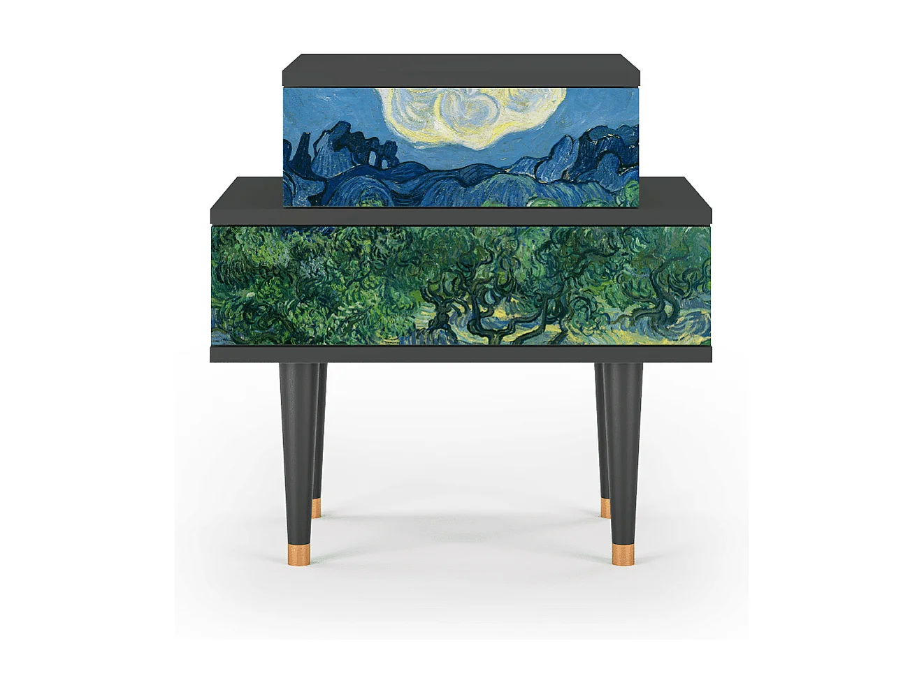 Stolik nocny - 58х58х41 cm - NS1 - The Oil Trees, Antracyt