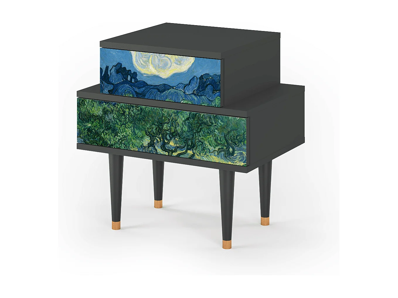 Stolik nocny - 58х58х41 cm - NS1 - The Oil Trees, Antracyt