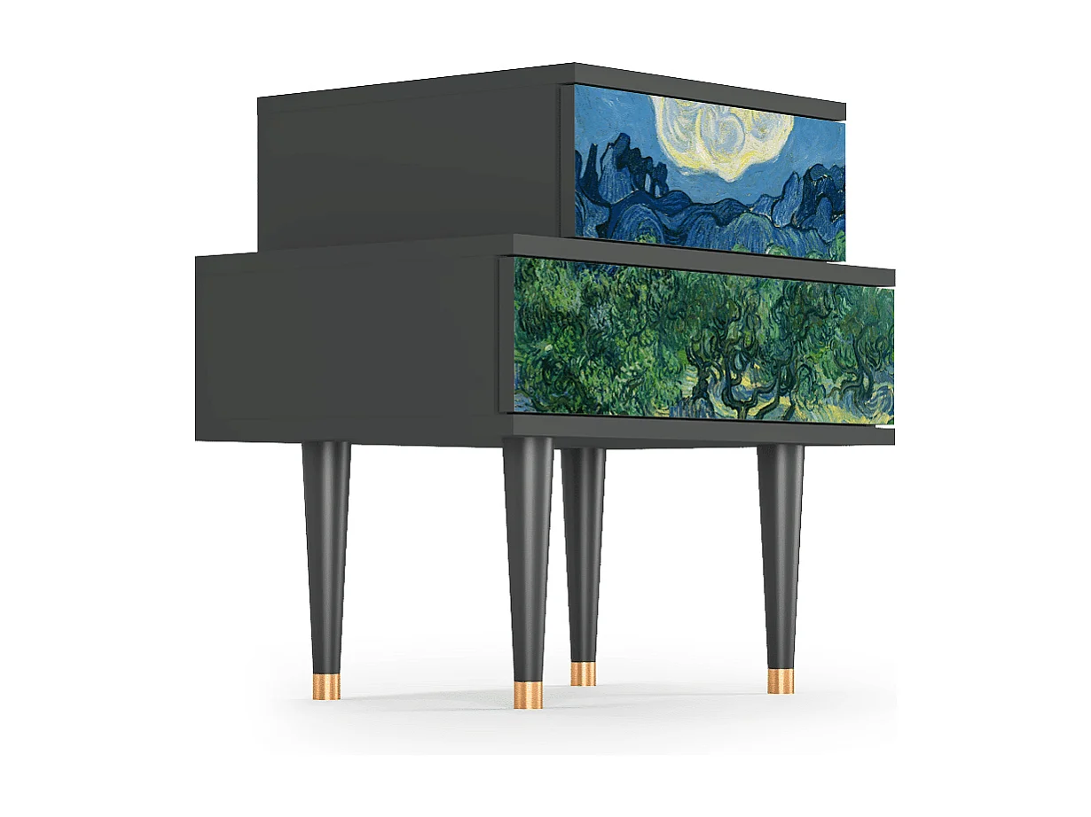 Stolik nocny - 58х58х41 cm - NS1 - The Oil Trees, Antracyt