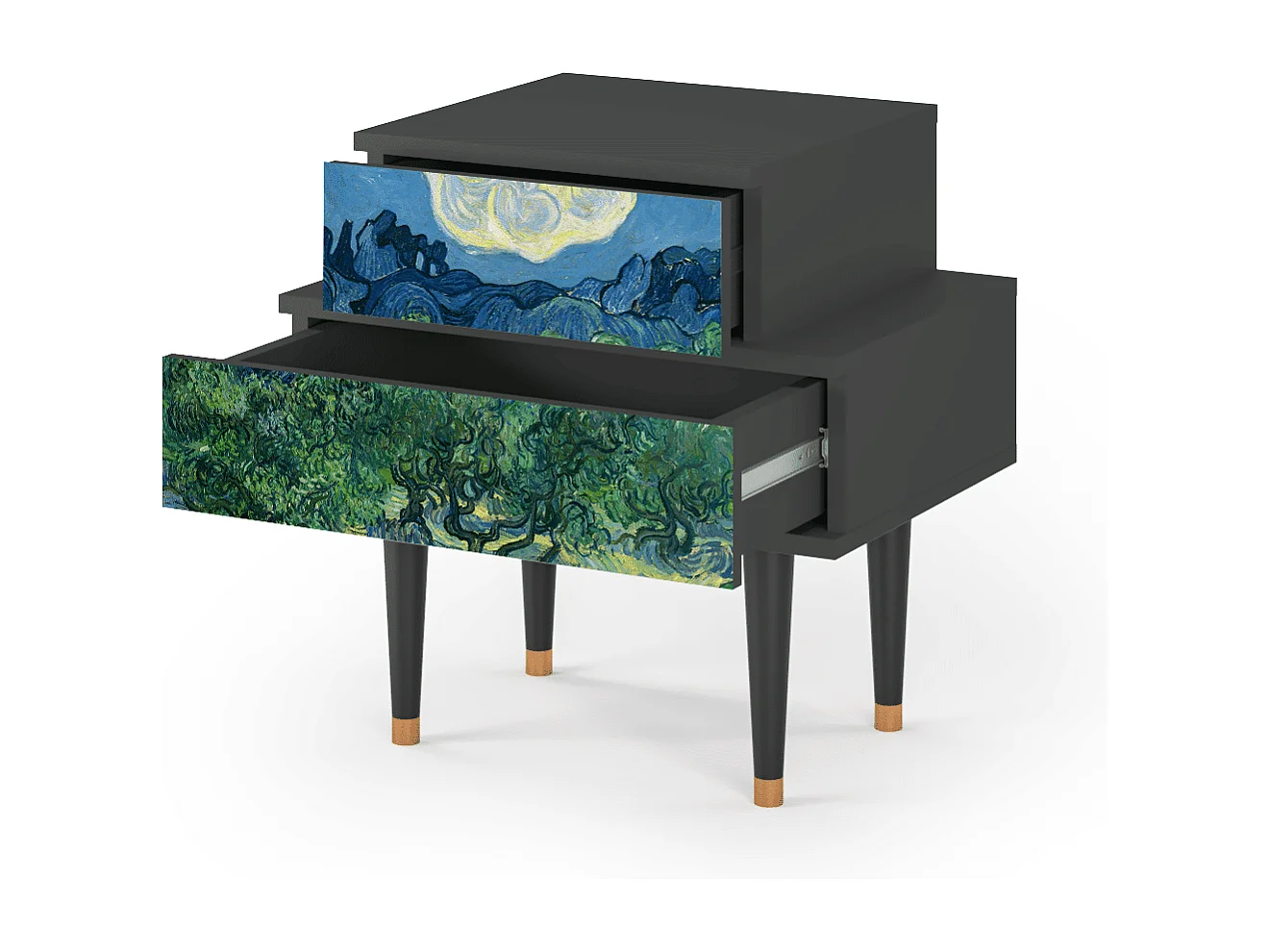 Stolik nocny - 58х58х41 cm - NS1 - The Oil Trees, Antracyt