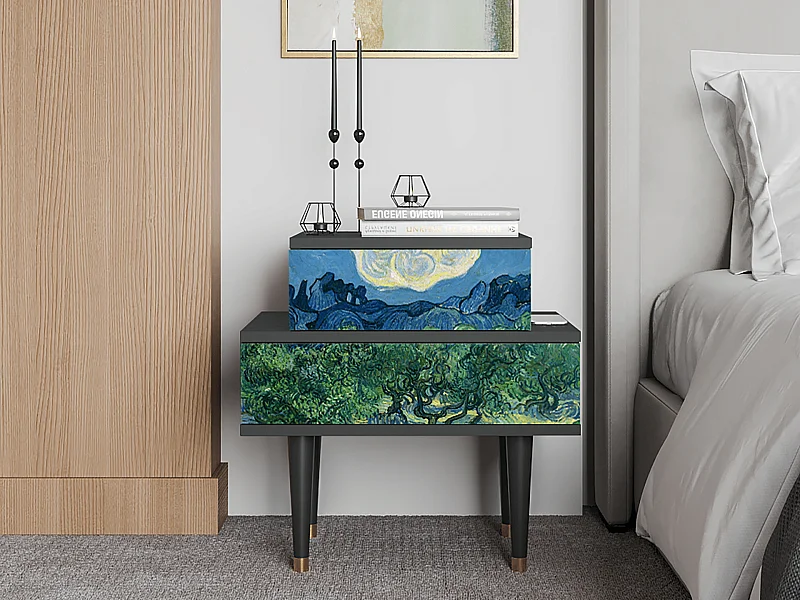 Stolik nocny - 58х58х41 cm - NS1 - The Oil Trees, Antracyt